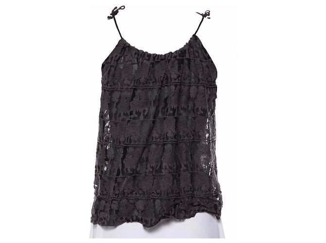 Top Isabel Marant Etoile de algodón negro con bordado gris - vista 2