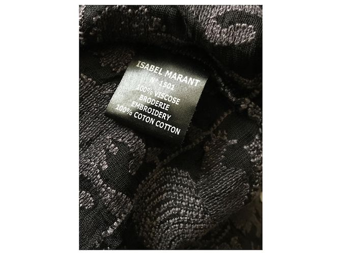 Top Isabel Marant Etoile de algodón negro con bordado gris - vista 3