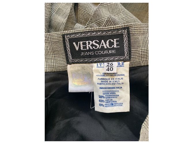 Falda skater Versace Jeans Couture Príncipe de Gales Gris Oscuro Gris antracita - vista 3