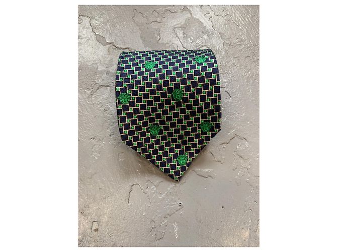 Cravatta Gianni Versace Medusa in seta verde scuro - vista 2