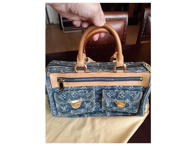 Louis Vuitton Neo Speedy Denim Blu - vista 3