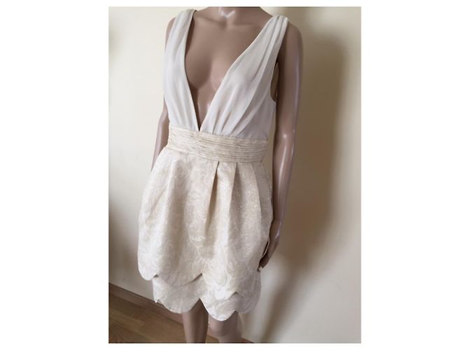 Autre Marque H&M Kleid creme aus Polyester Größe 42 - Ansicht 3