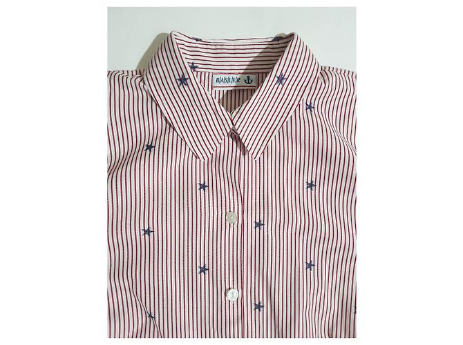 Camisa de rayas Basler de algodón blanco rojo azul Roja - vista 3