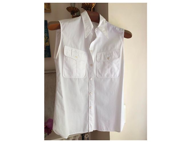 Camicia in cotone smanicato di Hermès Bianco - vista 4