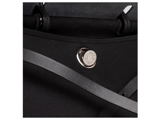 Hermès BORSA HERMES HERBAG 38 pelle nera e tela, Nuova Condizione! Nero - vista 11
