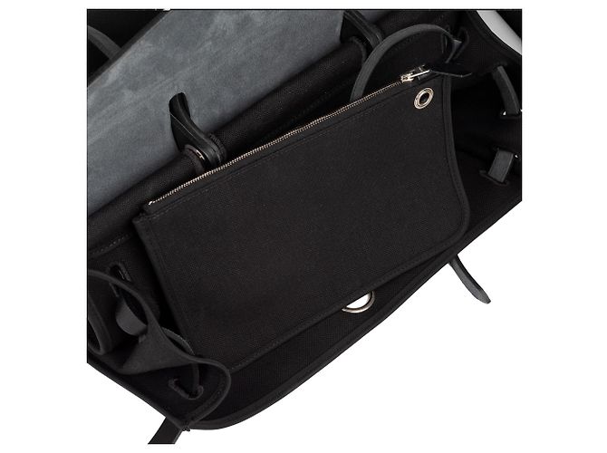 Hermès BORSA HERMES HERBAG 38 pelle nera e tela, Nuova Condizione! Nero - vista 12