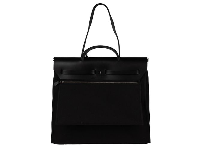 Hermès BORSA HERMES HERBAG 38 pelle nera e tela, Nuova Condizione! Nero - vista 2