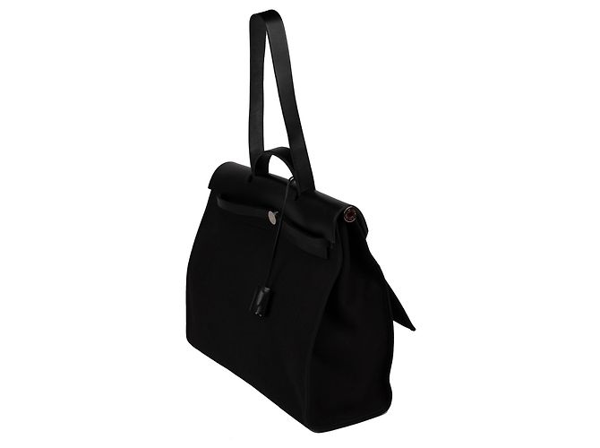 Hermès BORSA HERMES HERBAG 38 pelle nera e tela, Nuova Condizione! Nero - vista 5