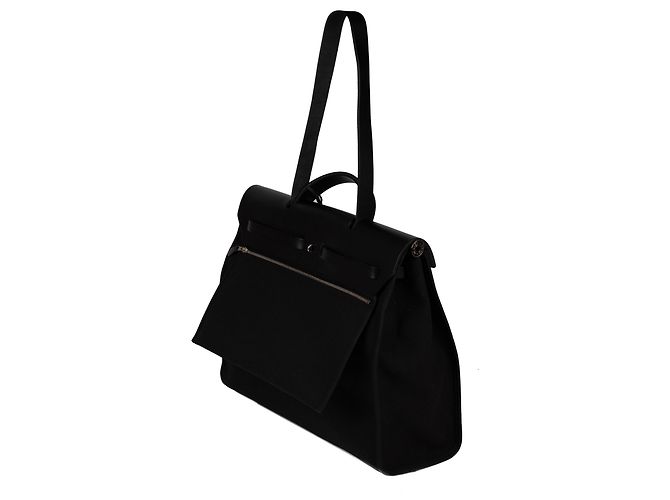 Hermès BORSA HERMES HERBAG 38 pelle nera e tela, Nuova Condizione! Nero - vista 6