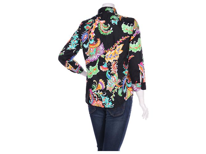 Camicia Ralph Lauren a maniche lunghe floreale nera in cotone Nero Multicolore - vista 2