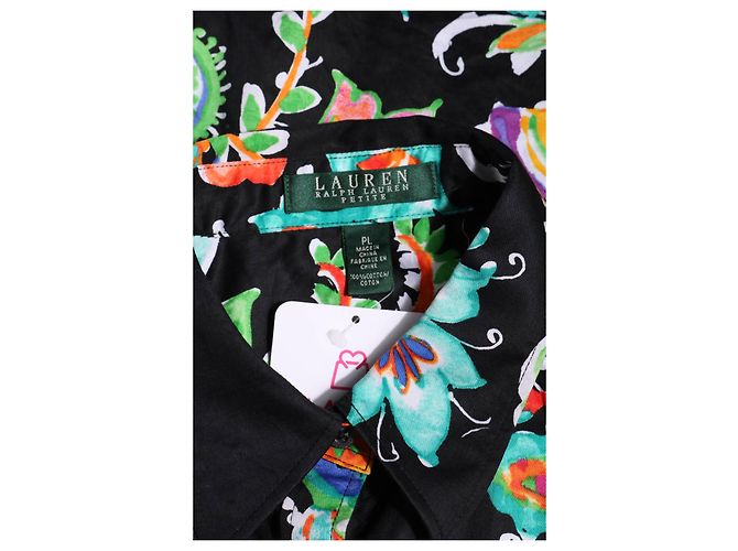 Camicia Ralph Lauren a maniche lunghe floreale nera in cotone Nero Multicolore - vista 3