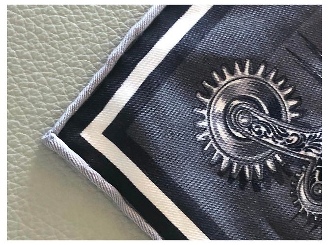 Hermès C'est La Fete vintage silk 70 Nero Grigio Grigio antracite - vista 14