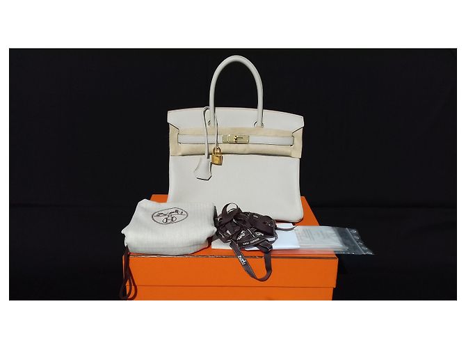 Hermès Birkin Handbag 30 cm Togo Chalk Gold Hdw White - view 17
