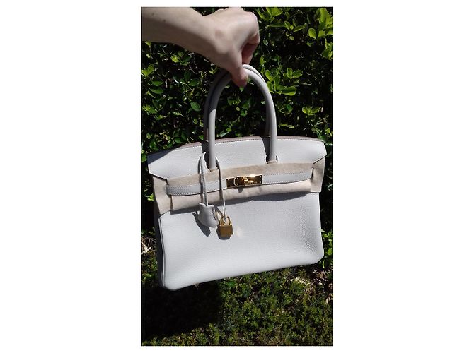 Hermès Birkin Handbag 30 cm Togo Chalk Gold Hdw White - view 18