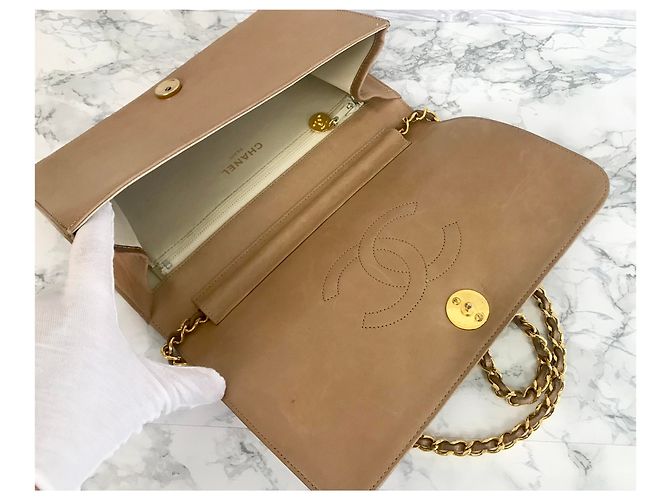 Portafogli per borsa su catena Chanel Beige - vista 4