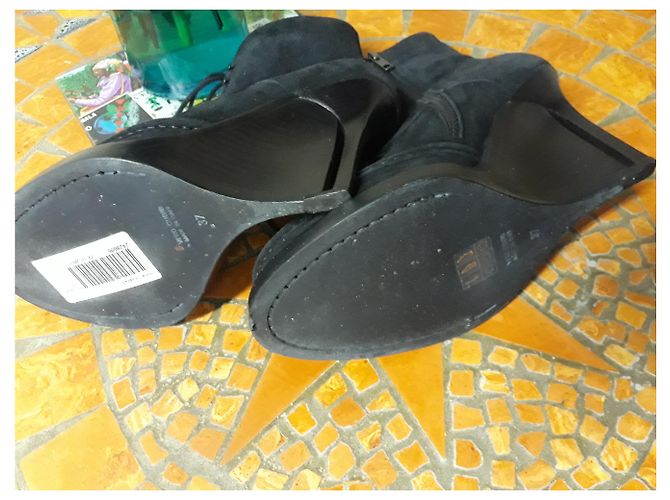 Botines Ann Demeulemeester de piel de ciervo negros - vista 4