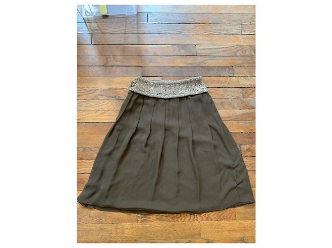 Yuki Torii ausgestellter Rock khaki beige Wolle - Ansicht 2