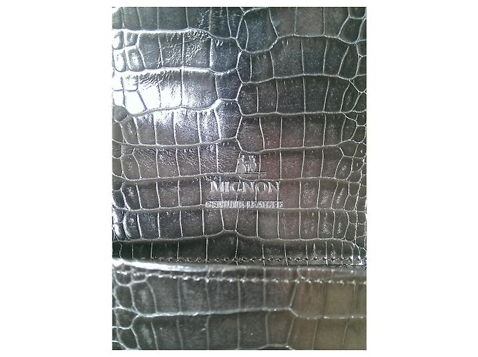 Autre Marque Mignon Paris Pouch Elisee Veau Croco Savannah Pelle Nera Nero - vista 6