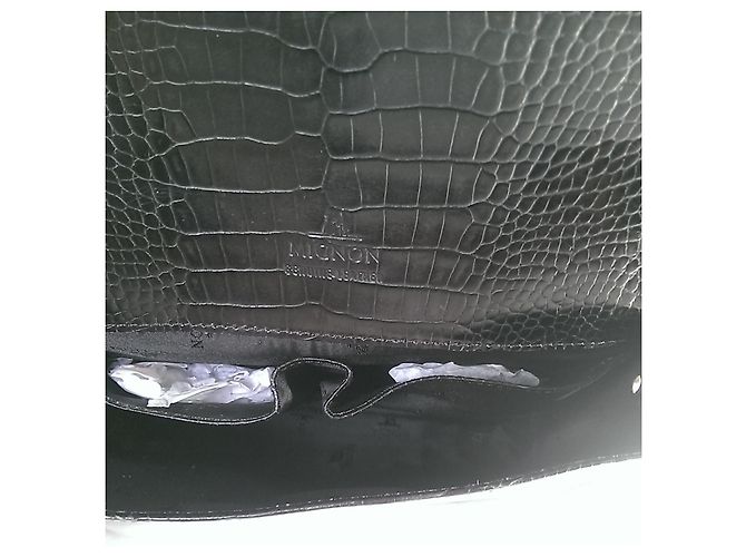 Autre Marque Mignon Paris Pouch Elisee Veau Croco Savannah Pelle Nera Nero - vista 7