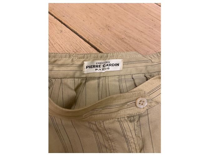 Camicetta Pierre Cardin a Righe in Seta Beige Dorata D'oro - vista 5