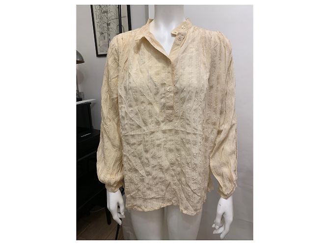 Camicetta a portafoglio Pierre Cardin in seta beige gialla Giallo - vista 2