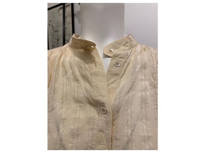 Camicetta a portafoglio Pierre Cardin in seta beige gialla Giallo - vista 3