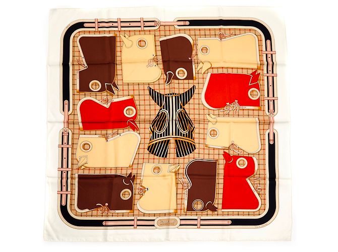 Hermès Camails Marrom Bege Laranja Cru - vista 2