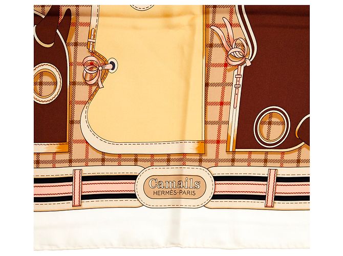Hermès Camails Marrom Bege Laranja Cru - vista 3