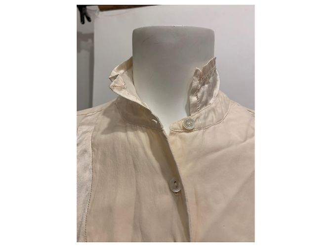 Autre Marque Camicia tunica in seta beige - vista 4