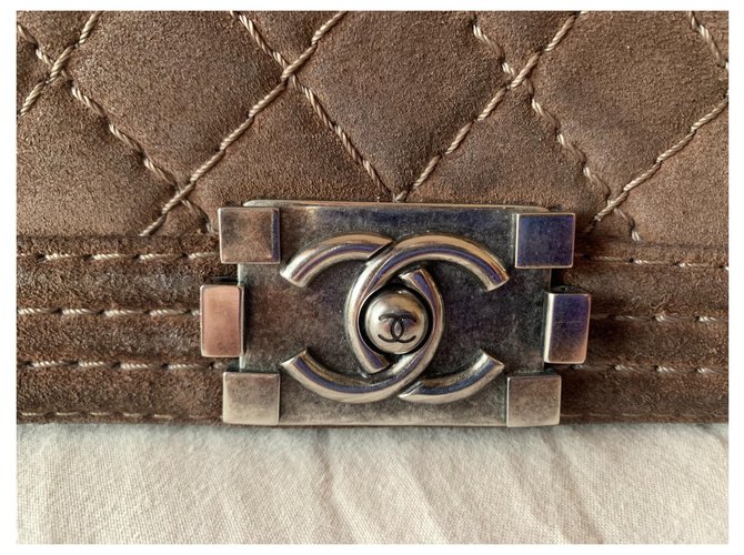 borsa chanel boy Marrone - vista 2