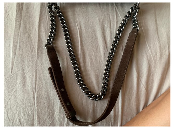 borsa chanel boy Marrone - vista 3