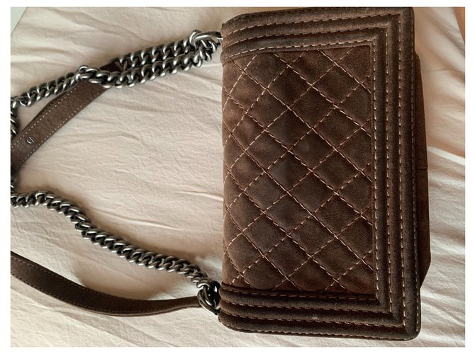 borsa chanel boy Marrone - vista 4