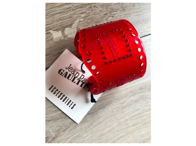 Bracciale Rigido Jean Paul Gaultier Logo Rosa - vista 3