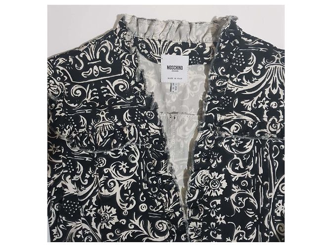 Blazer Moschino Jeans Bianco e Nero in Cotone - vista 3