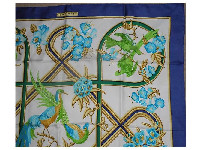 Hermès Lenços de seda Verde Amarelo Creme Azul marinho - vista 5