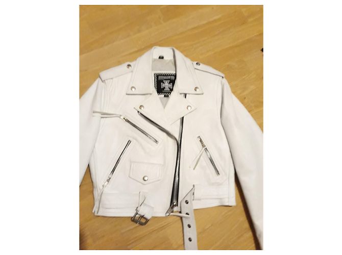 Autre Marque Perfecto white leather biker jacket - view 2