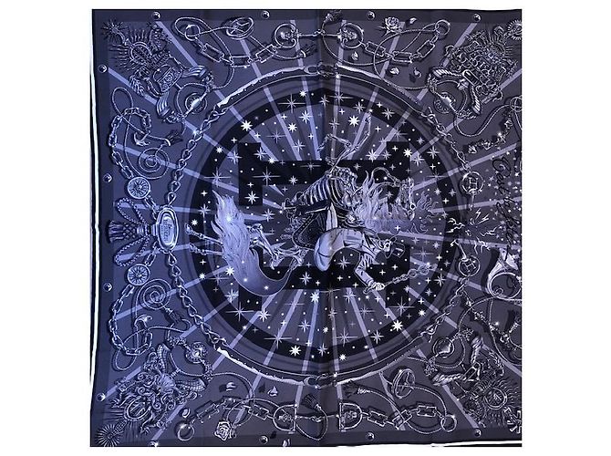Hermès C'est La Fete vintage silk 70 Nero Grigio Grigio antracite - vista 15