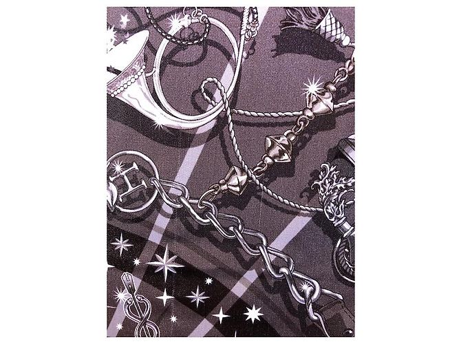 Hermès C'est La Fete vintage silk 70 Nero Grigio Grigio antracite - vista 16