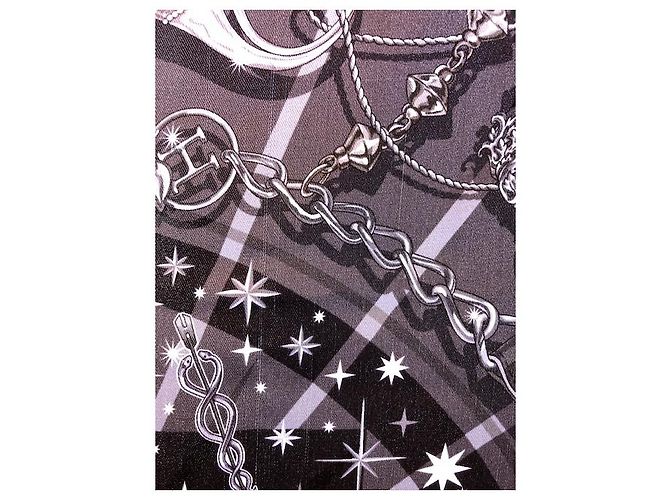 Hermès C'est La Fete vintage silk 70 Nero Grigio Grigio antracite - vista 18
