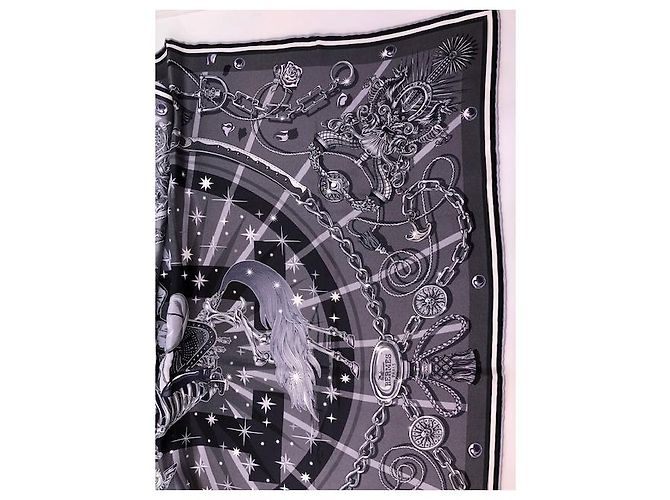 Hermès C'est La Fete vintage silk 70 Nero Grigio Grigio antracite - vista 21