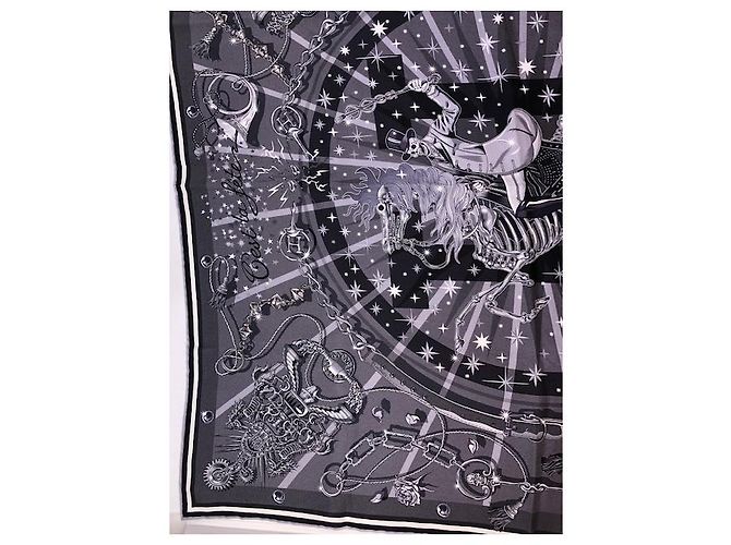 Hermès C'est La Fete vintage silk 70 Nero Grigio Grigio antracite - vista 22