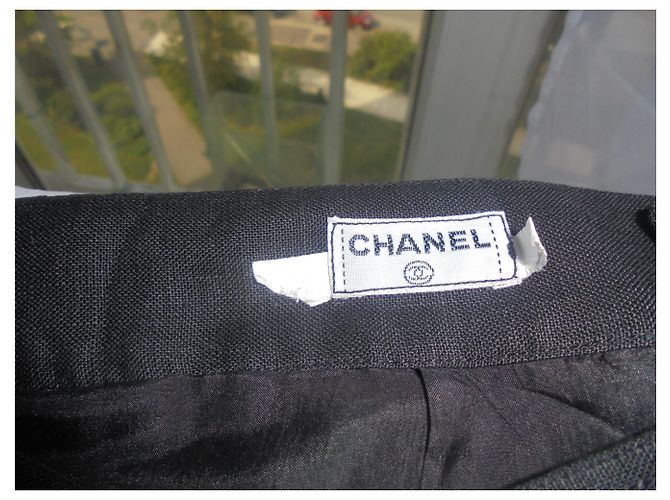 Chanel lux falda de lino con botón de mano bolsa de joyas Negro - vista 3