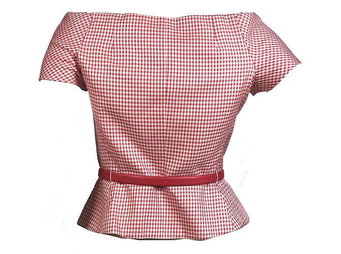 Dior Top de espartilho de lã de seda de guingão com cinto de couro - vista 2
