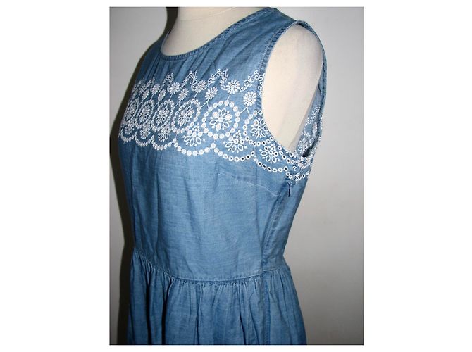Jack Wills Besticktes Jeanskleid Weiß Blau - Ansicht 4