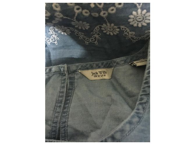 Jack Wills Besticktes Jeanskleid Weiß Blau - Ansicht 5