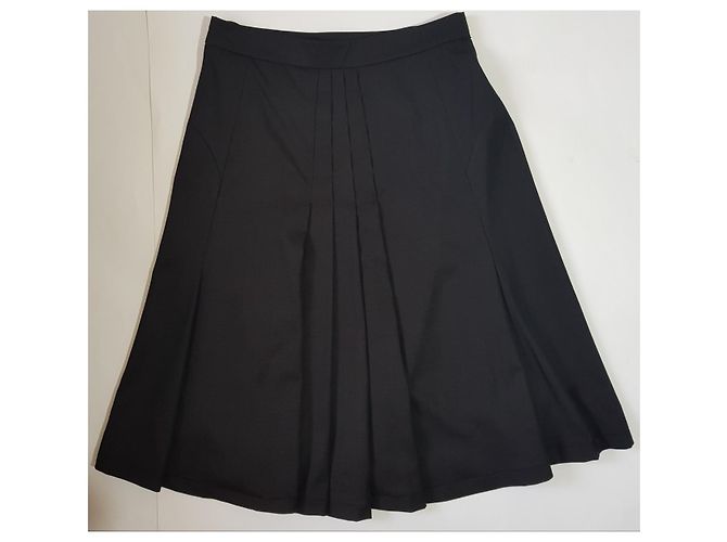 Falda Strenesse Gris Oscuro de Seda y Lana Gris antracita - vista 2
