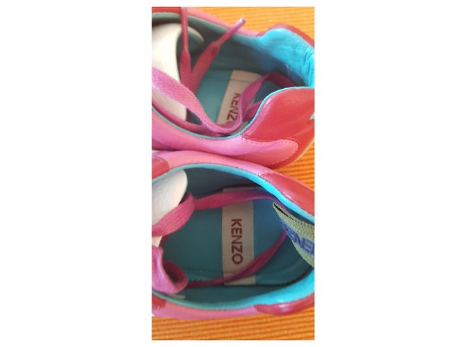 Kenzo Retro Sneaker Rosa Weiß Rot Leder Pink - Ansicht 3
