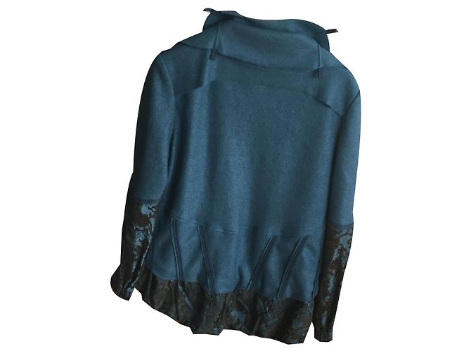 Autre Marque Giacca CUT VERSE in lana castagna e blu scuro Castagno - vista 2