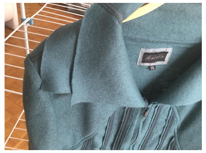 Autre Marque Giacca CUT VERSE in lana castagna e blu scuro Castagno - vista 3