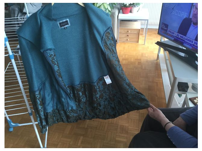 Autre Marque Giacca CUT VERSE in lana castagna e blu scuro Castagno - vista 4